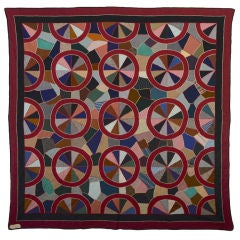 Antique Mennonite Crazy Quilt with Circles