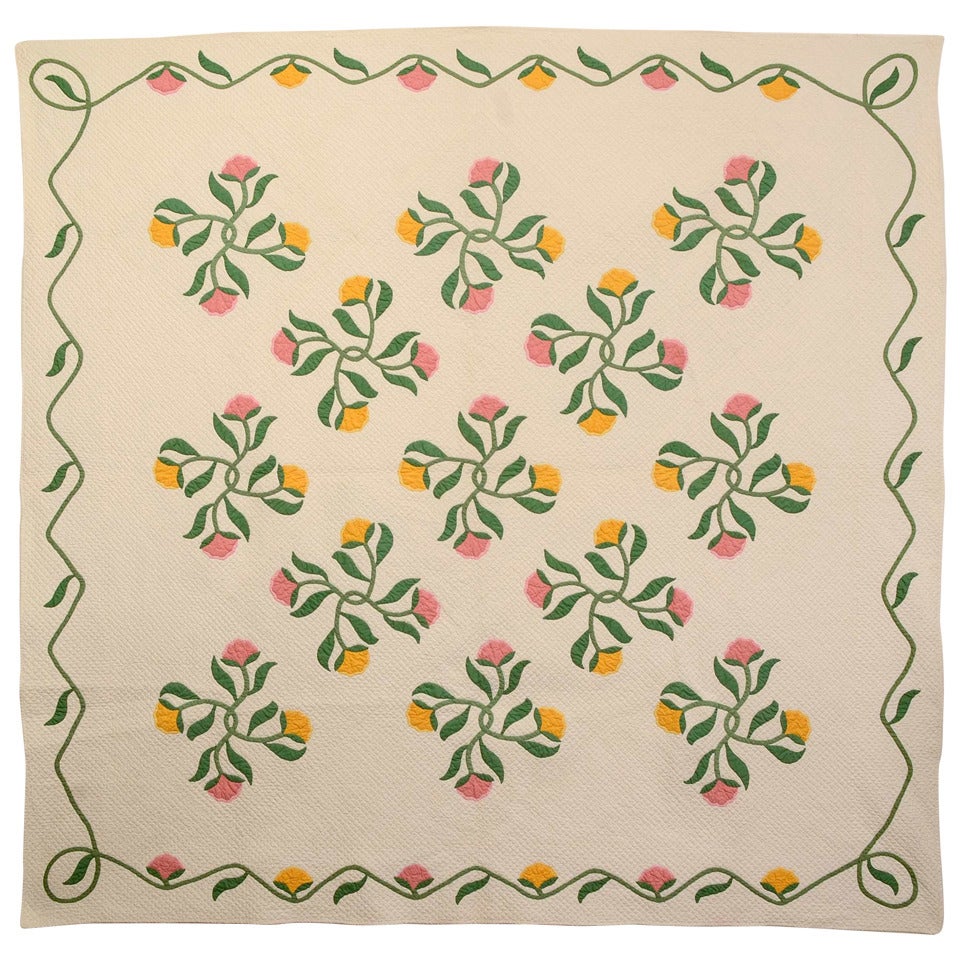 Crossed Flowers Applique Quilt