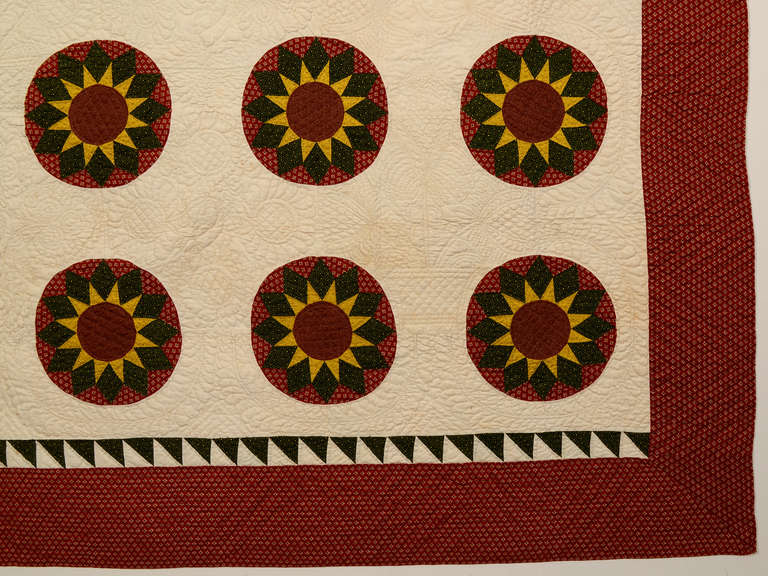 Quilted Rising Suns Quilt