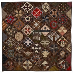 New England Sampler Quilt Dated 1891