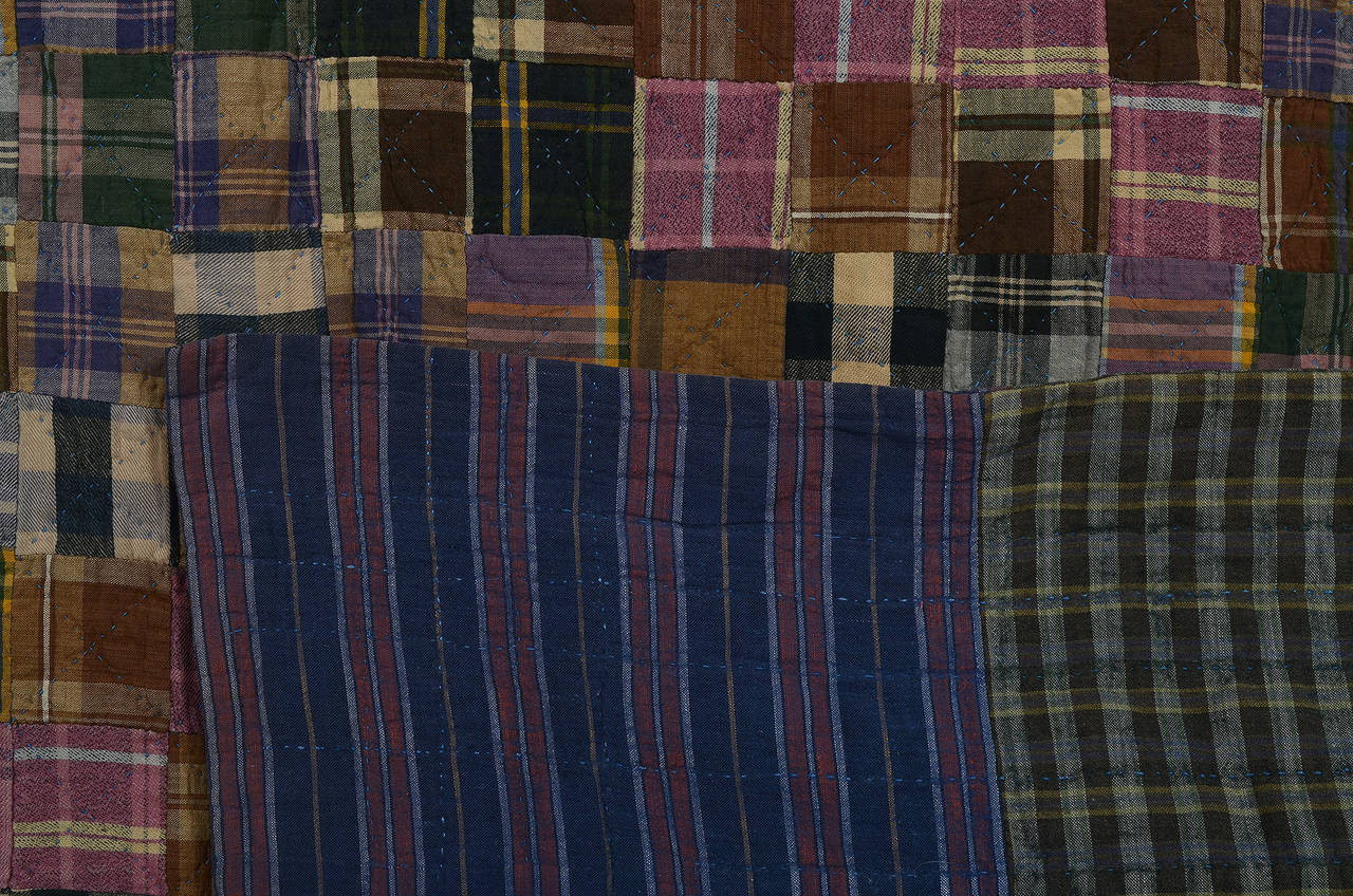 Plaids One Patch Quilt In Excellent Condition For Sale In Darnestown, MD