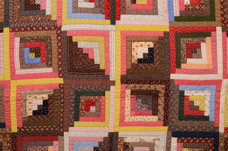 Light and Dark Log Cabin Quilt - Blue Ribbon Winner 1