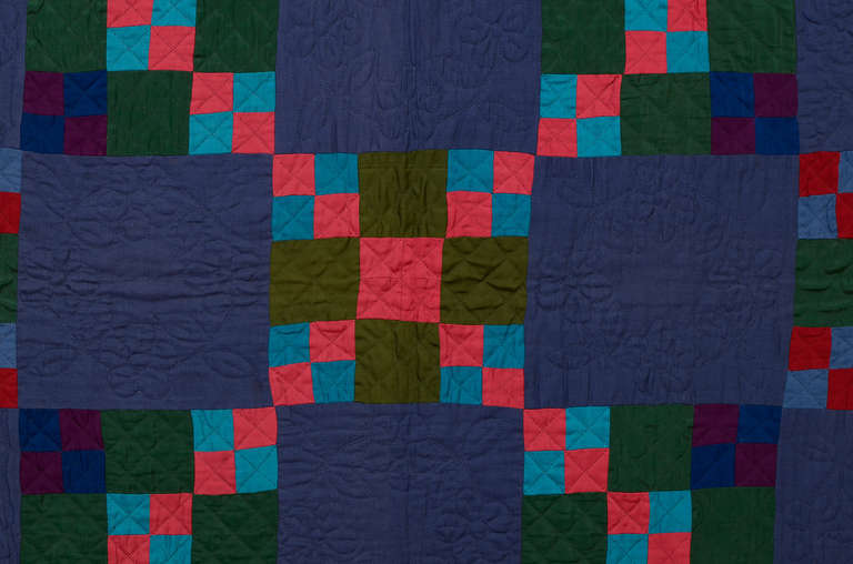 American Lancaster County Amish Four Patch in Nine Patch Quilt For Sale