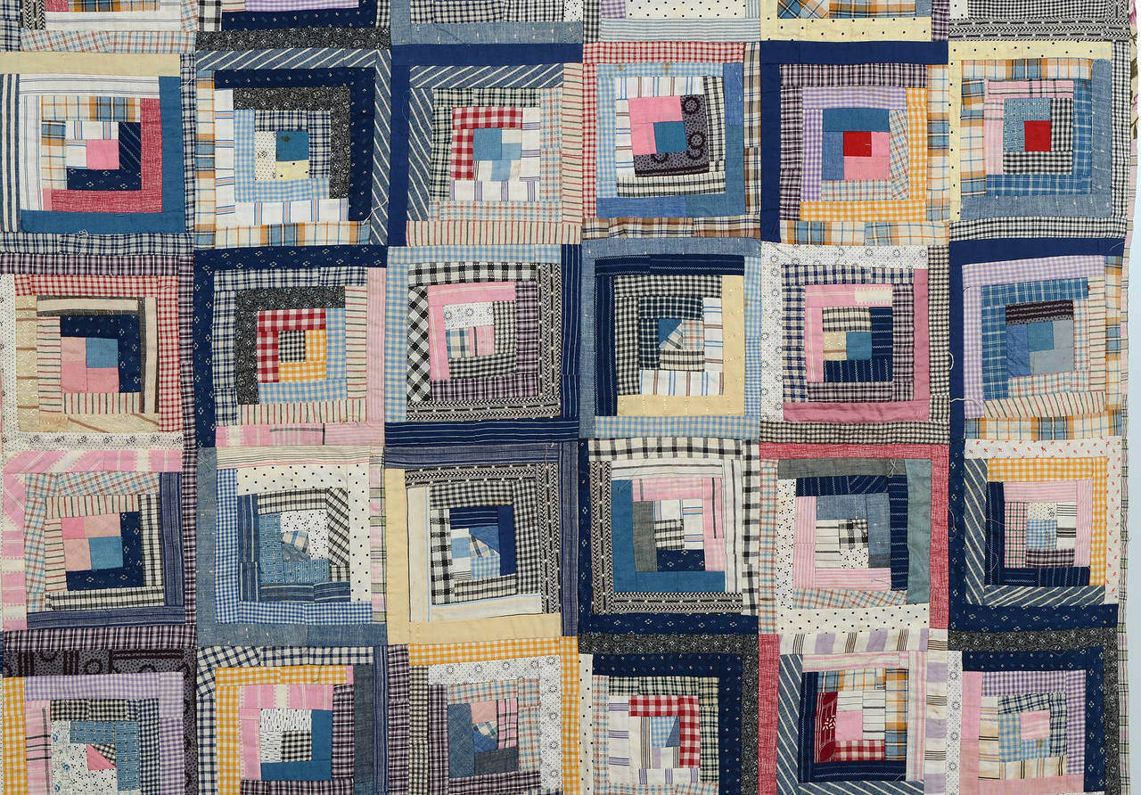American Log Cabin and Stars Quilt
