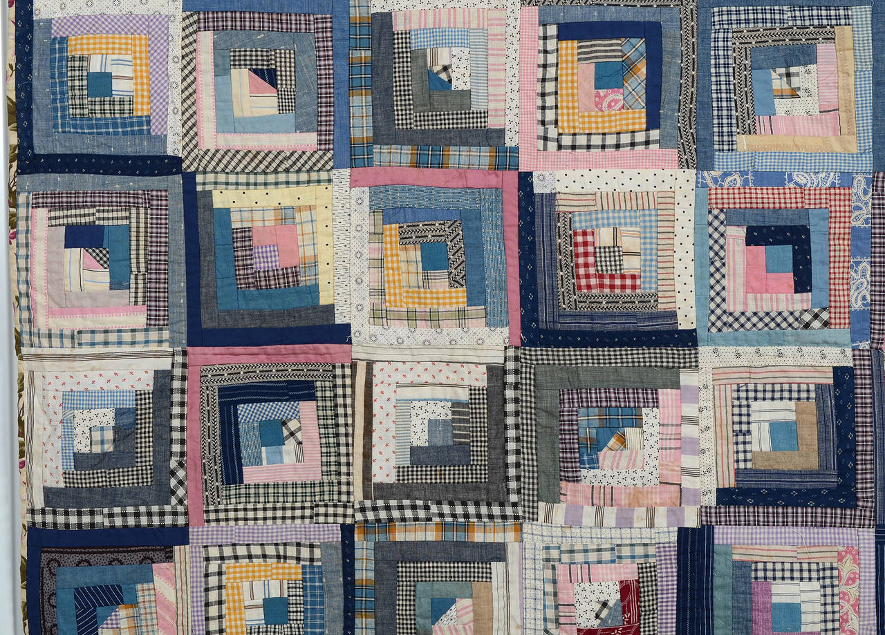 Patchwork Log Cabin and Stars Quilt