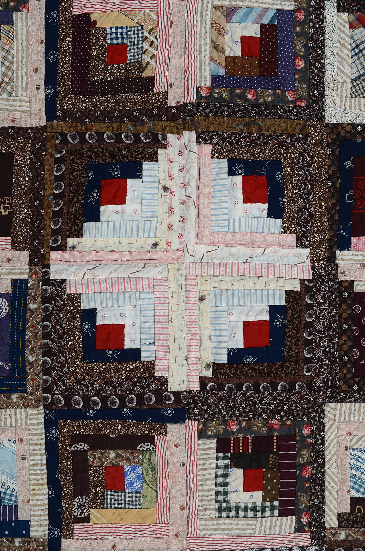 Late 19th Century Streak of Lightning Quilt with Star Center