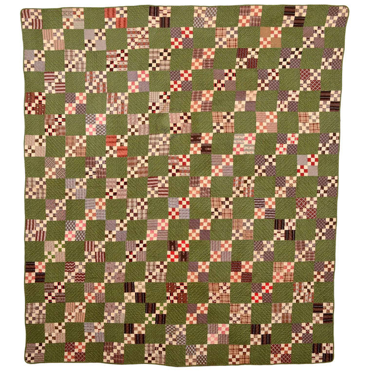 Nine-Patch in Four-Patch Quilt at 1stDibs