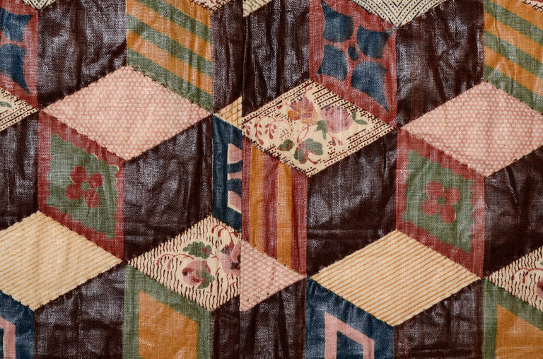 Tumbling Blocks Cheater's Cloth Quilt 1