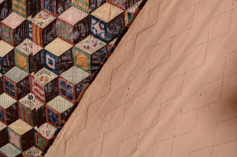 Tumbling Blocks Cheater's Cloth Quilt 2
