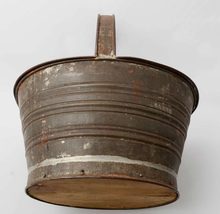 20th Century Homemade Tin Basket For Sale