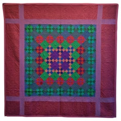 Vintage Lancaster County Amish Nine-Patch Quilt