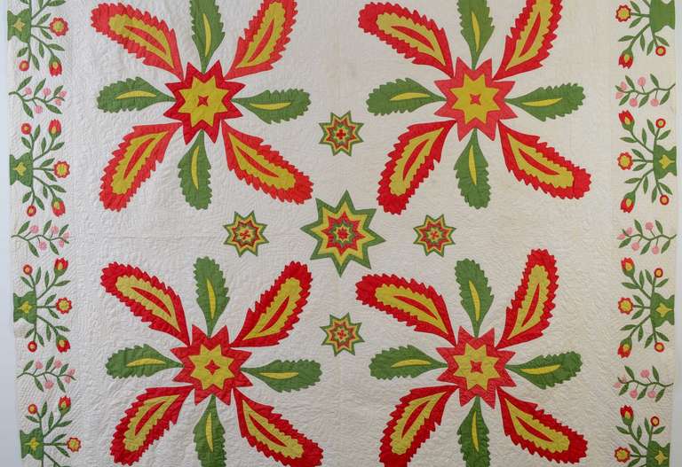 Princess Feather Quilt with Stars at 1stdibs