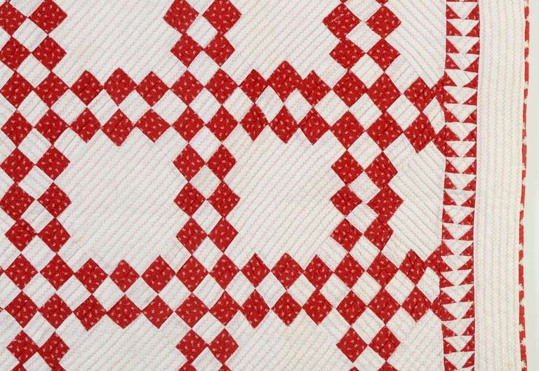 American Twentyfive Patch Crib Quilt with Wild Goose Chase Border