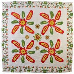 Antique Princess Feather Quilt with Stars