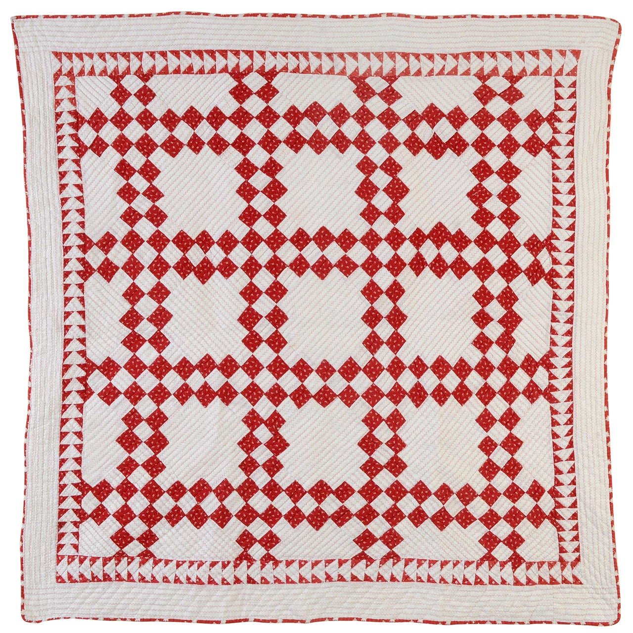 Twentyfive Patch Crib Quilt with Wild Goose Chase Border