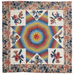 Antique Lone Star Quilt with Broderie Perse