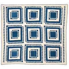 Antique Feathered Squares Quilt