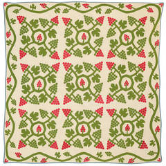 Antique Grape Wreaths Applique Quilt