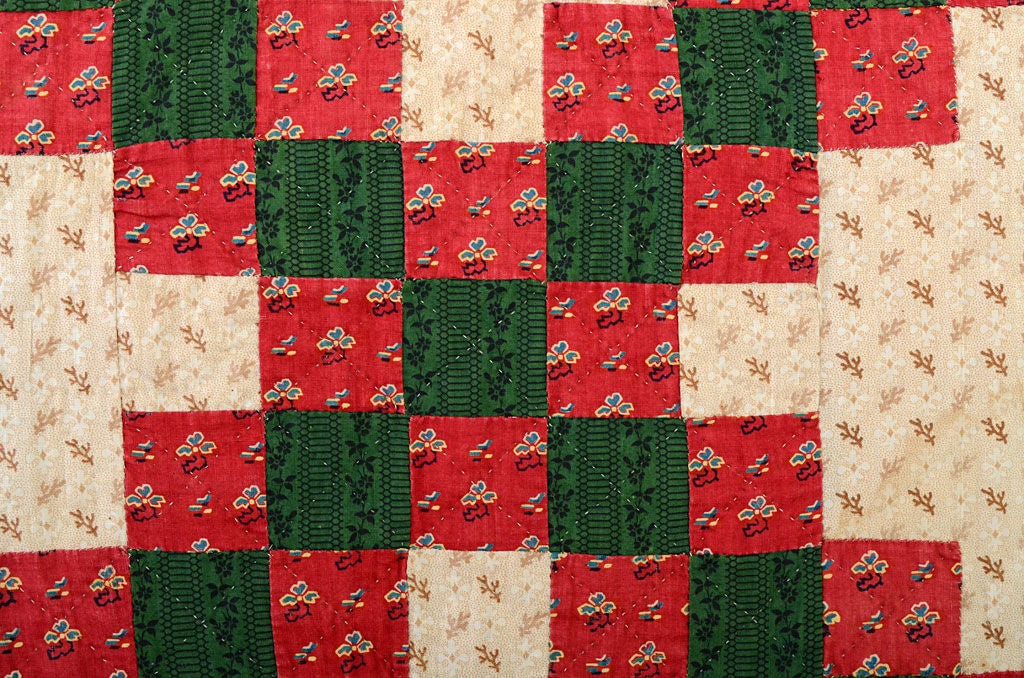 Cotton Irish Chain Quilt with Chintz Border