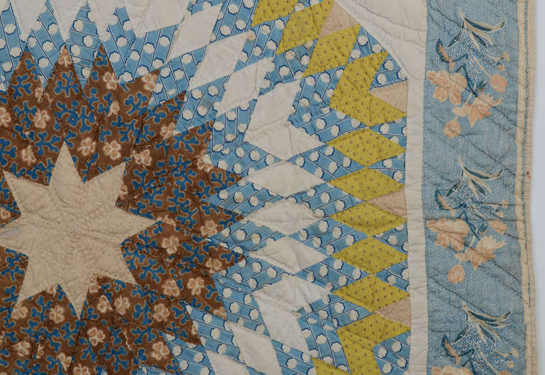 19th Century Starbursts Quilt For Sale