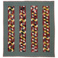 Tumbling Blocks in Bars Quilt 10