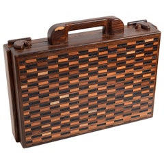 Vintage Don Shoemaker Wood Briefcase