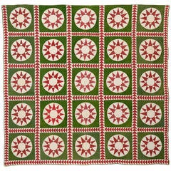 Antique Mariner's Compass Quilt with Wild Goose Chase