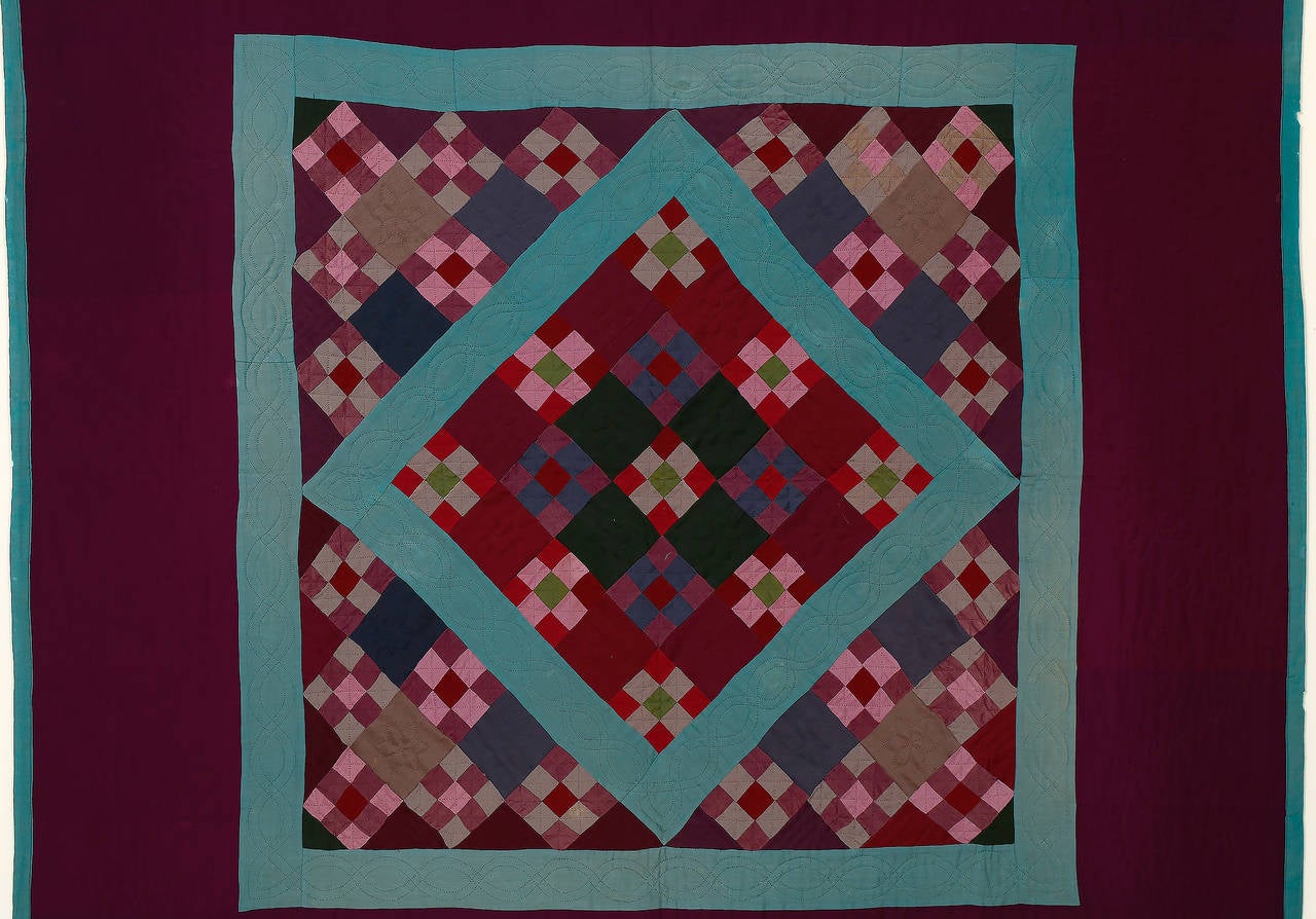 American Lancaster County Amish Nine-Patch and Diamond in a Square Quilt