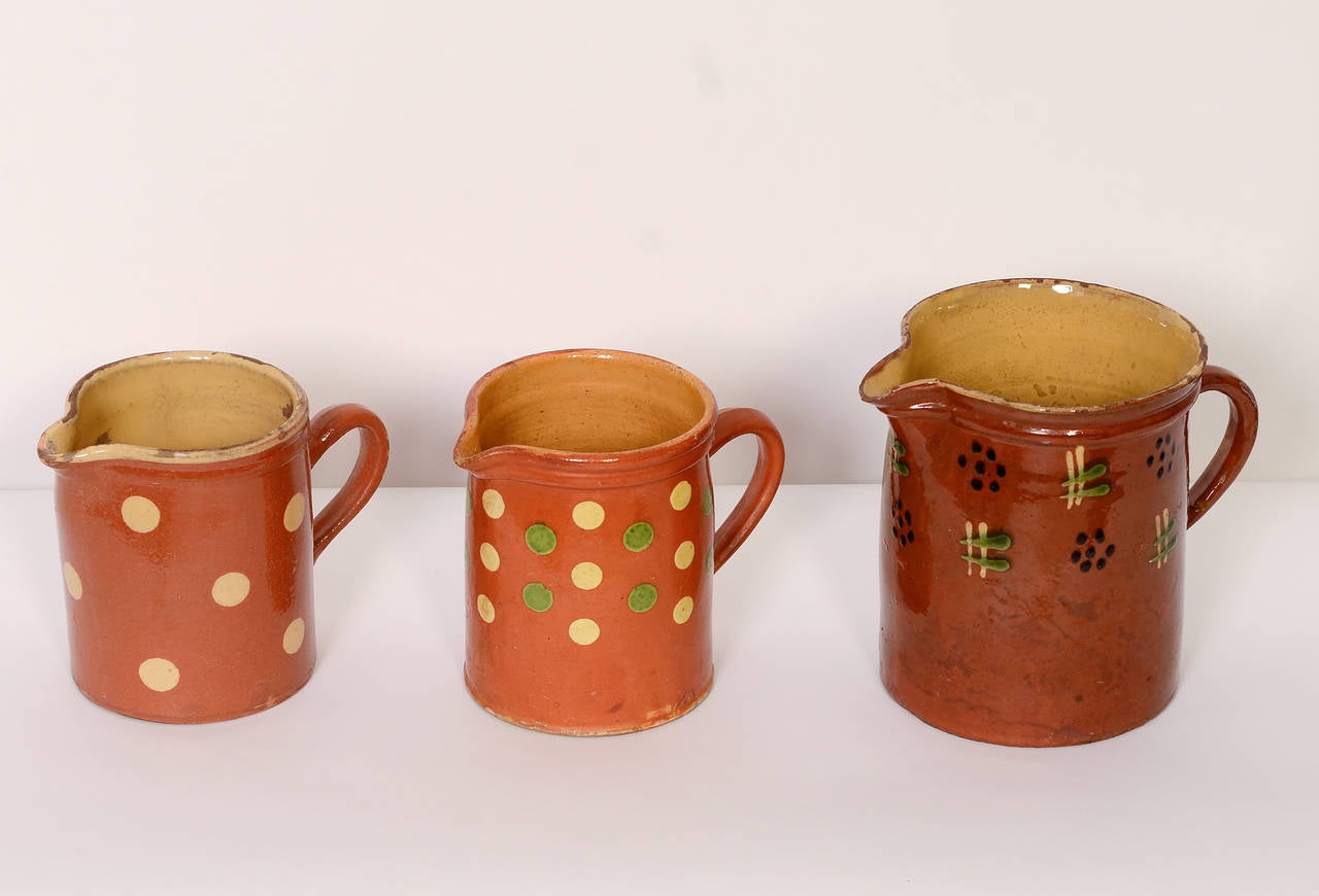 French Jaspe Pottery Pitchers In Good Condition In Darnestown, MD