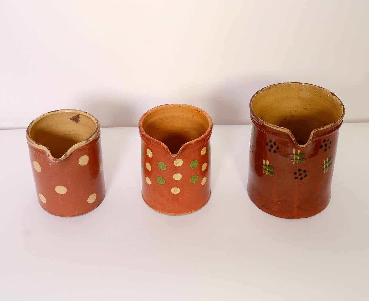 Terracotta French Jaspe Pottery Pitchers