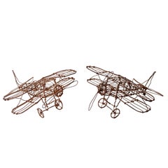 Vintage Wire Airplane Sculptures
