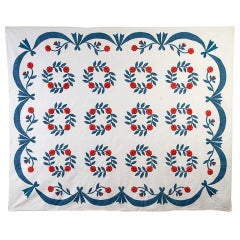 Floral Wreath Quilt with Stuffed Work Applique