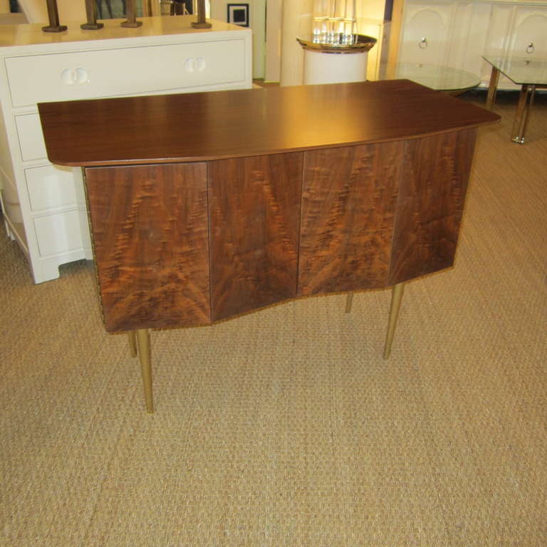 20th Century Italian Burl & Walnut Angled Front Cabinet