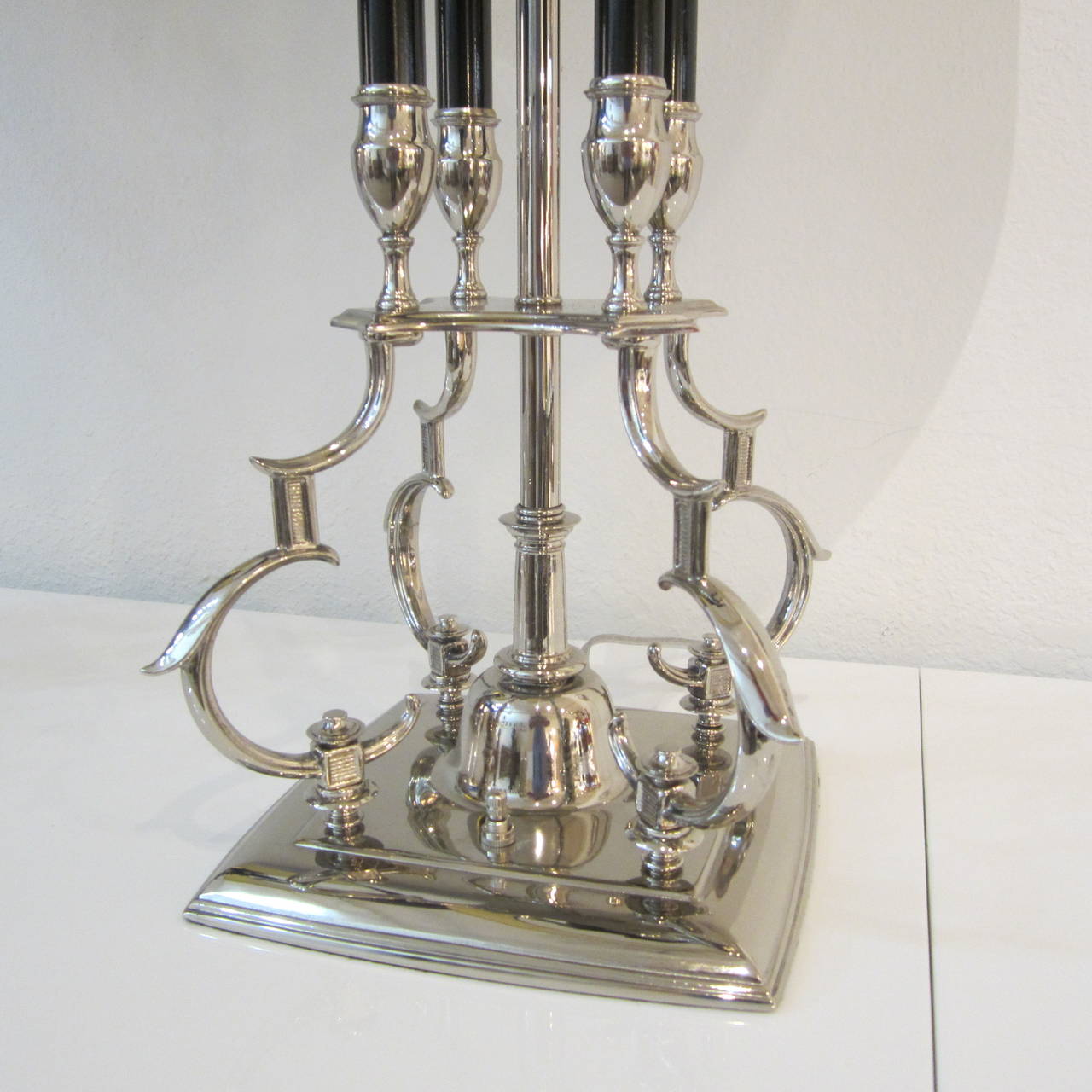 20th Century Columned Lamps with Scrolled Metalwork For Sale