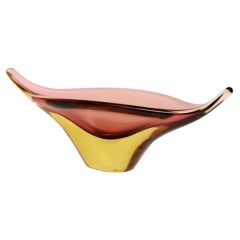 Mid Century Hand Blown Italian Murano Glass Sommerso Centerpiece Dish