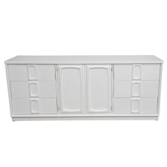 1960's Raised Geometric Designed Lacquered Credenza