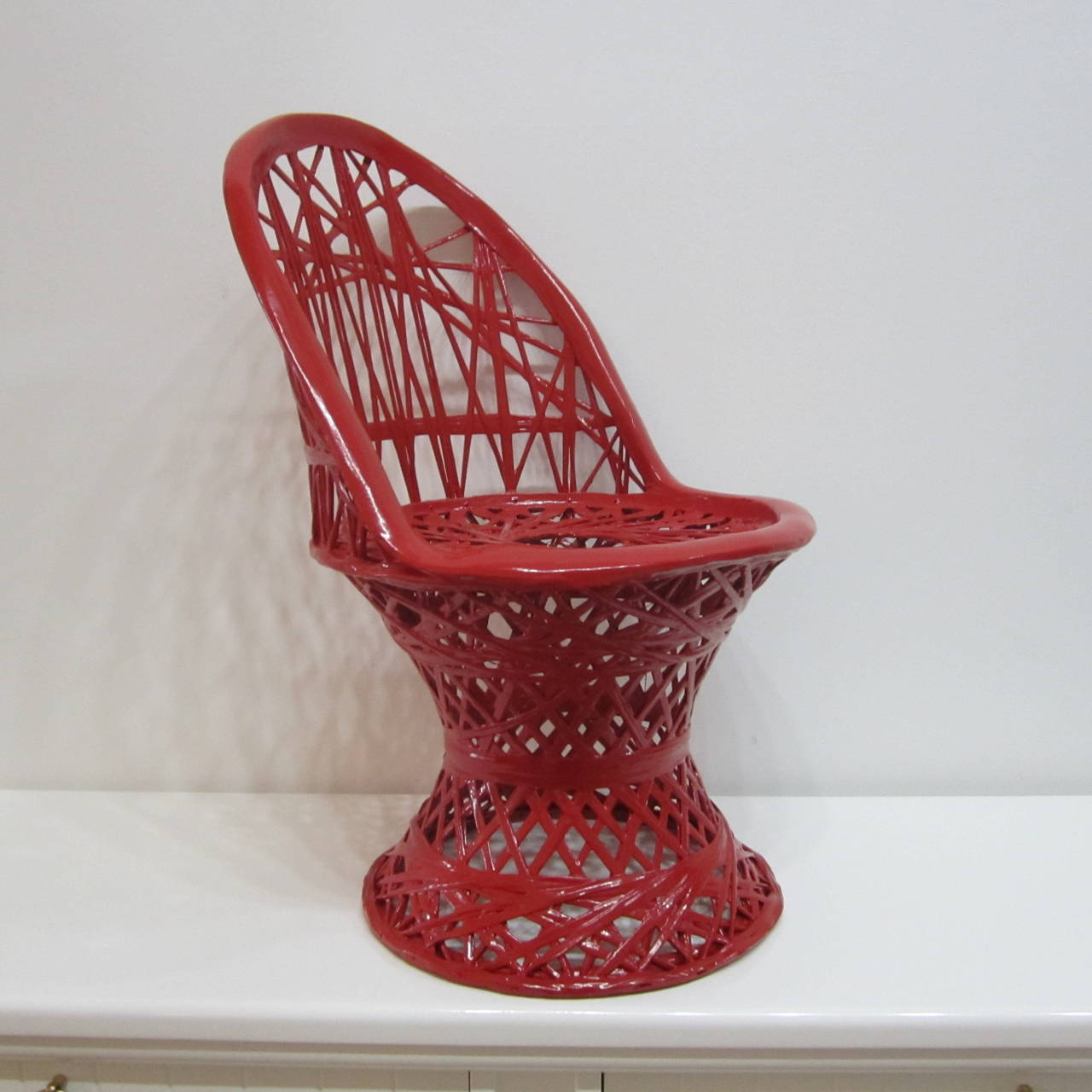 Spun Aluminum Childs Chair in Rich Fire Engine Red In Good Condition In Miami, FL