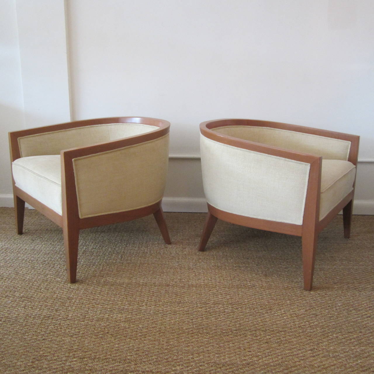 Sleek Curved Back Midcentury Armchairs In Good Condition In Miami, FL
