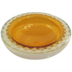 Handblown Murano Glass Opalescent and Latticino Bowl