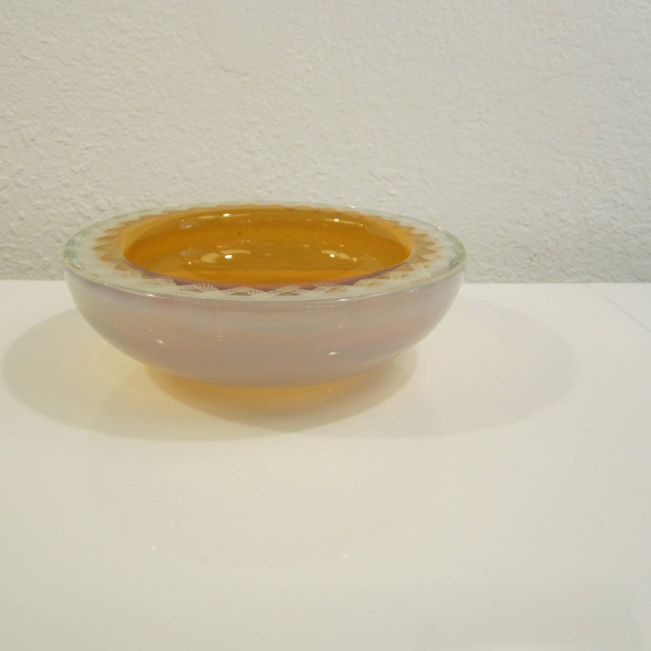 Italian Handblown Murano Glass Opalescent and Latticino Bowl