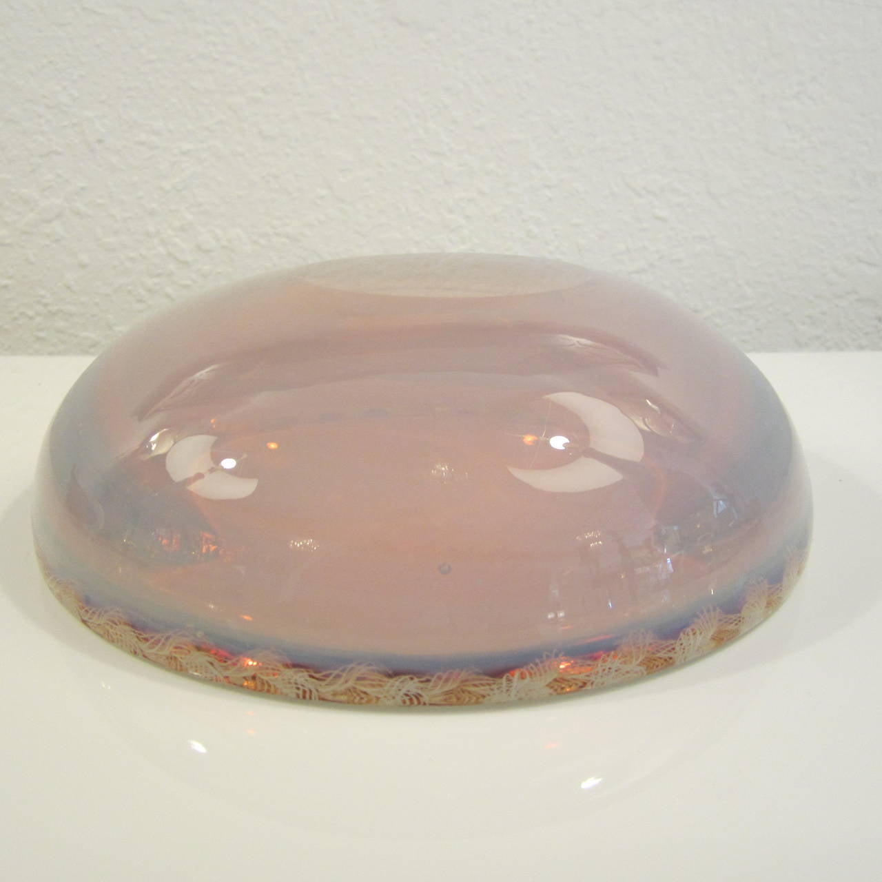 Handblown Murano Glass Opalescent and Latticino Bowl 1