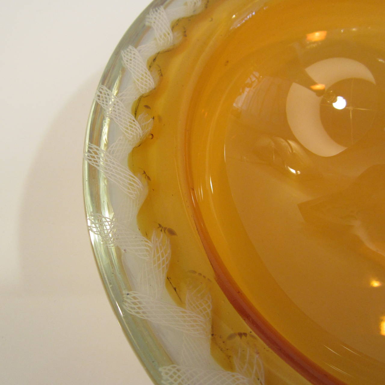 Handblown Murano Glass Opalescent and Latticino Bowl 3
