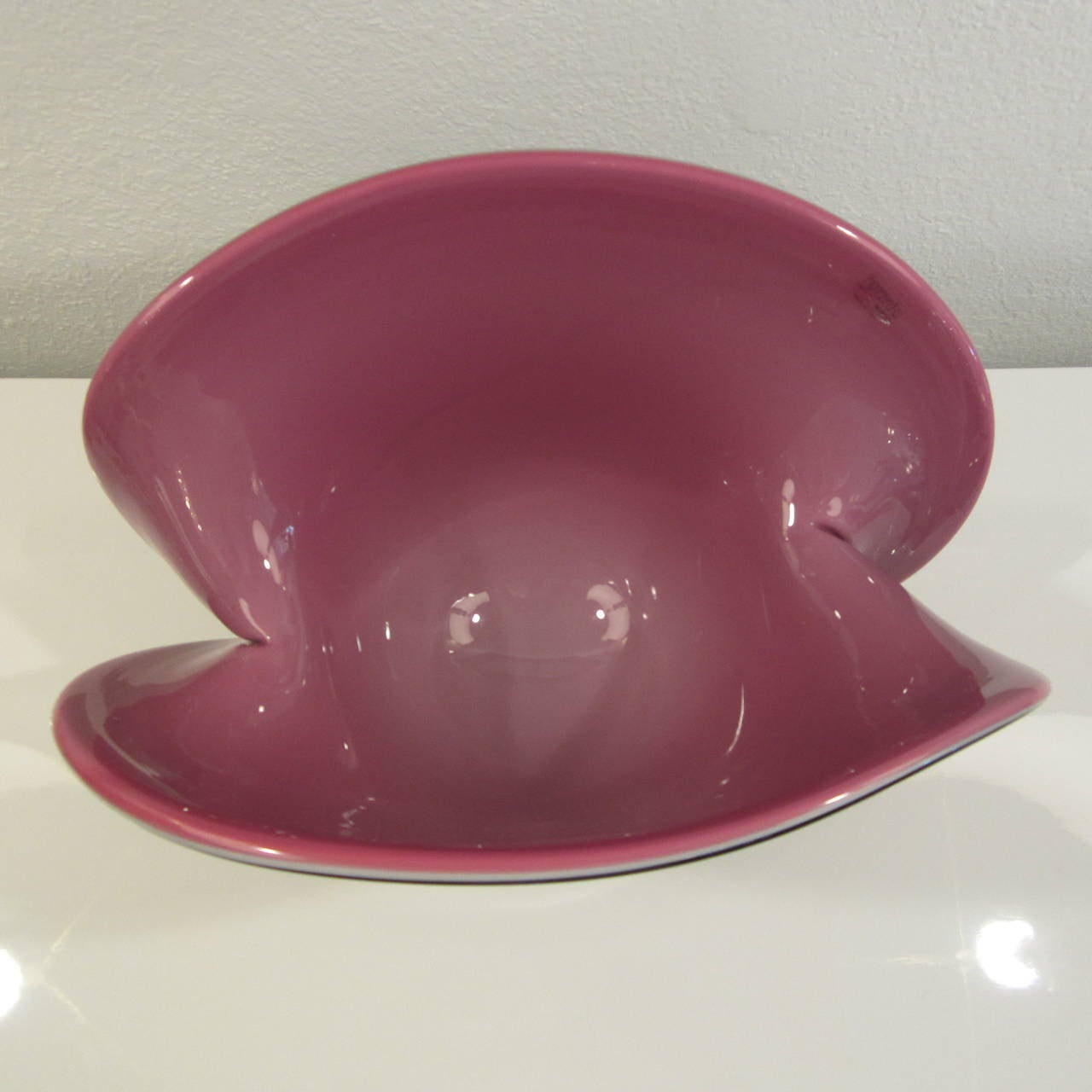 Blown Glass Formia Vetri Di Murano Large Handblown Glass Centerpiece Shell Bowl For Sale