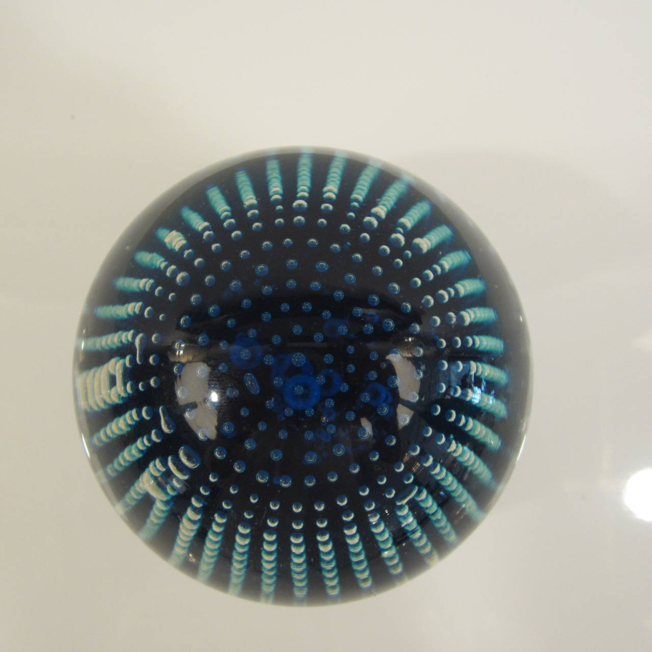Italian Handblown Murano Glass Blue Infinity Paperweight