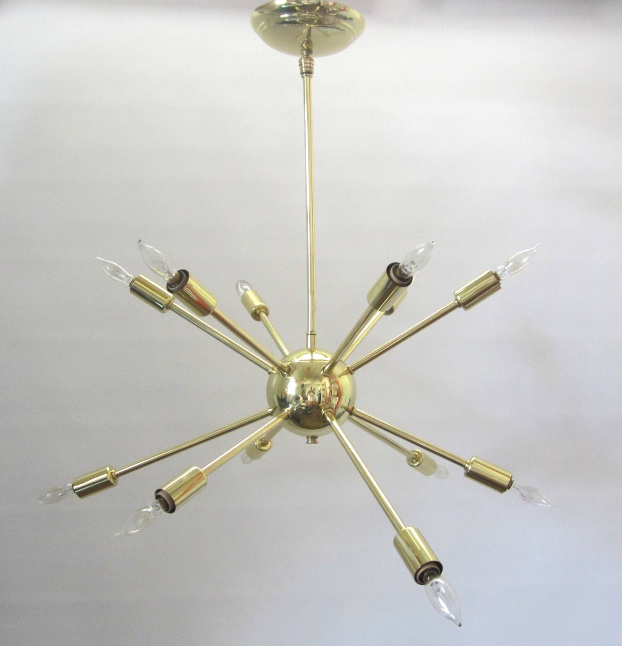 Sputnik Chandelier in Polished Brass In Excellent Condition In Miami, FL