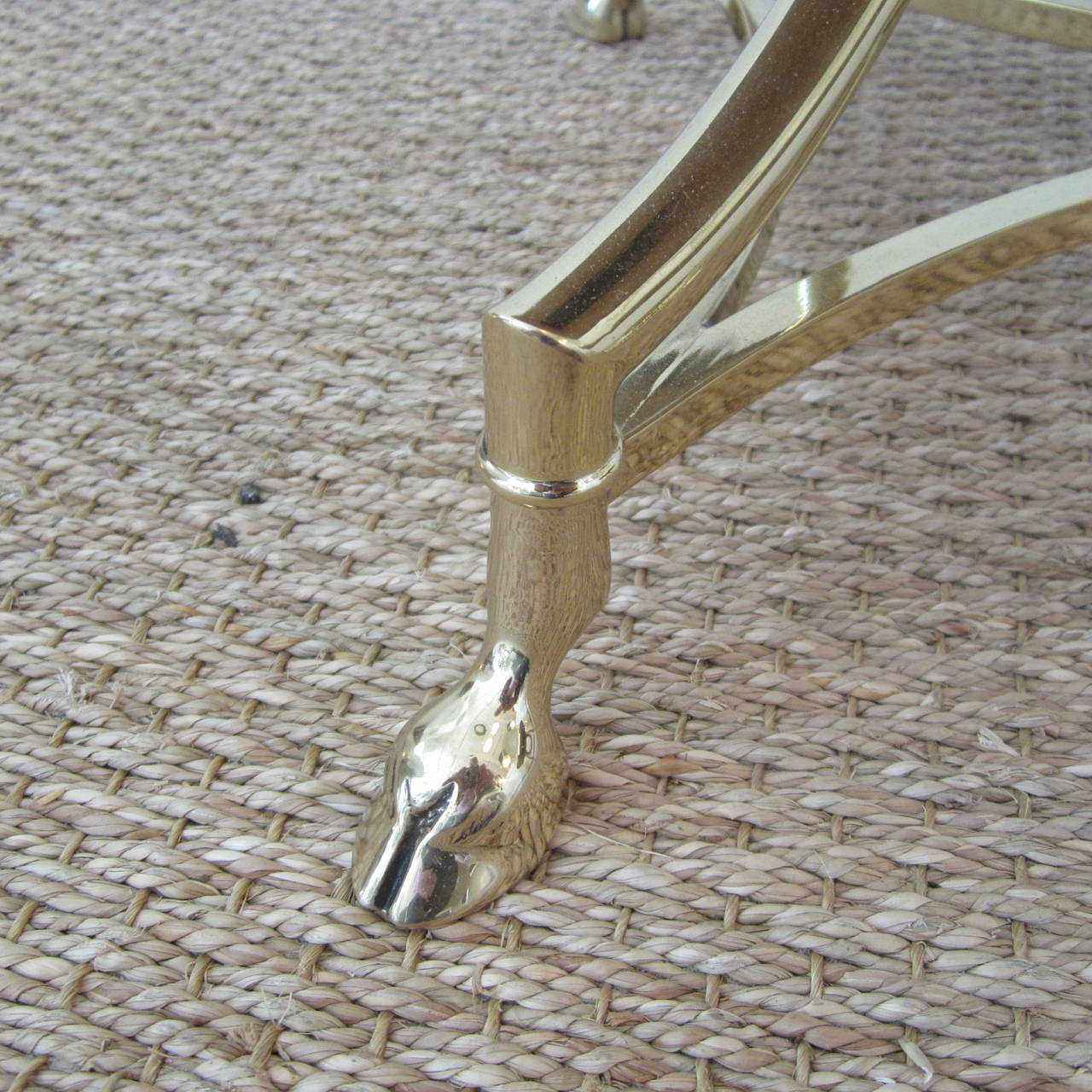American Pair of Tripod Brass and Glass Side Tables For Sale