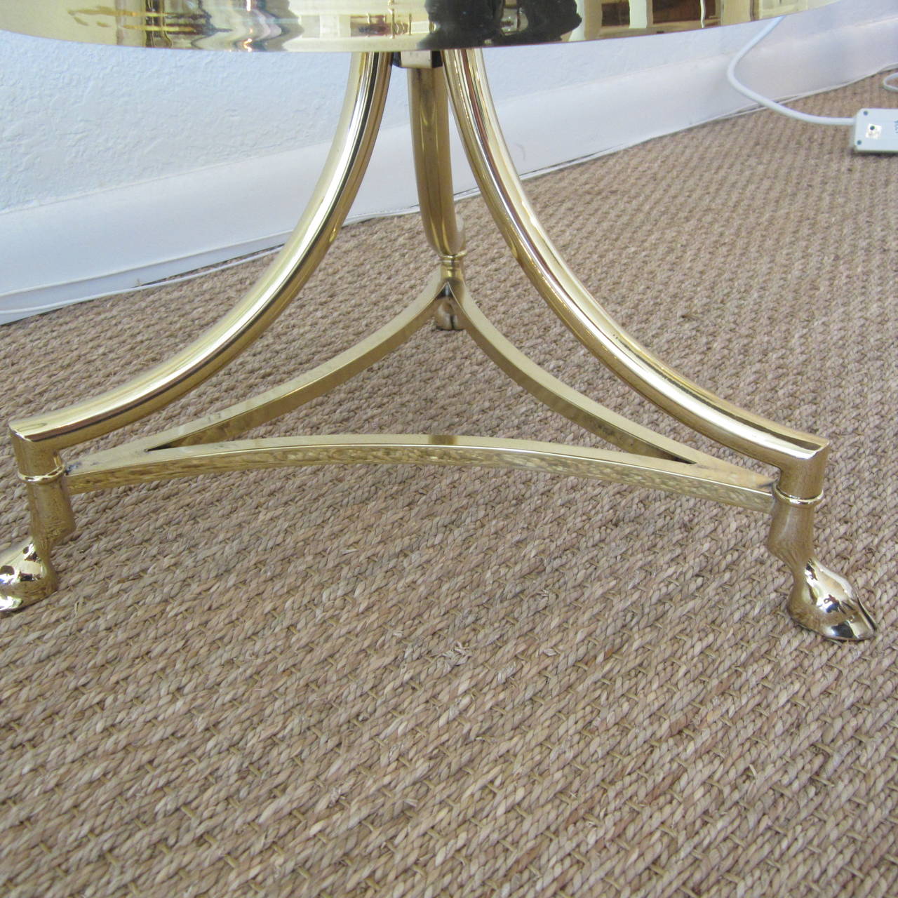 Pair of Tripod Brass and Glass Side Tables In Excellent Condition For Sale In Miami, FL