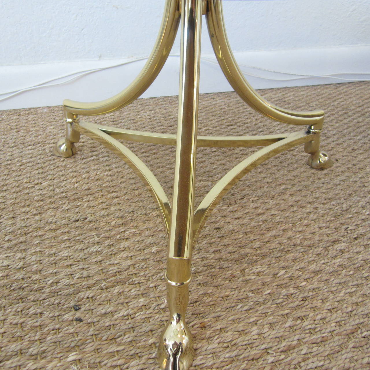 20th Century Pair of Tripod Brass and Glass Side Tables For Sale