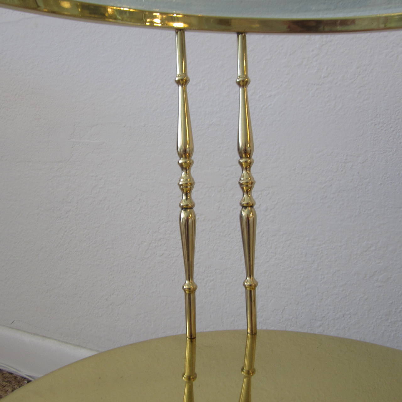Pair of Tripod Brass and Glass Side Tables For Sale 1