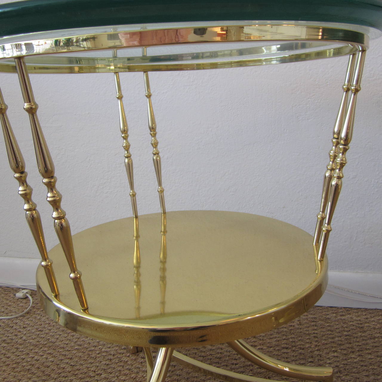 Pair of Tripod Brass and Glass Side Tables For Sale 2